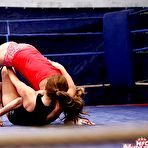 Pic of Lascivious sporty vixens fight on the wrestling floor for lesbian domination