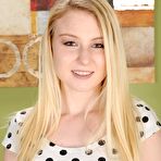 Pic of Young blonde Sophie Sativa slips cotton underwear over her tight slit and ass