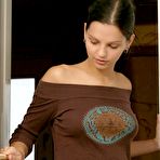 Pic of Erotic brunette Eve Angel reveals nice small boob & masturbates in the bath