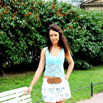 Pic of Naughty brunette Olympia flashes in public before giving a BJ
