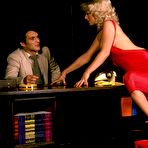 Pic of Blonde secretary Sadie seduces her boss in a red dress and high heels