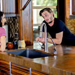 Pic of Amateur chick August Ames seduces her new neighbour via an open window