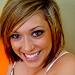 Pic of Nice girl Keesha Knight holds her natural boobs before tugging on a hard cock