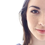 Pic of Brunette babe with sweet pussy Emily Grey reveals her ass in stcokings