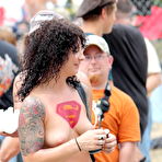 Pic of Amateur women show their tits and pussies at a clothing optional site