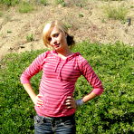 Pic of Skinny teen Codie Sweets bares her very tiny tits outdoors & shows petite ass