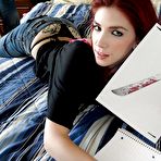 Pic of Redhead teen with pierced nipples Indigo Augustine slipping off her clothes