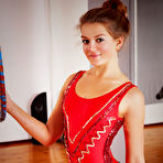 Pic of Erotic teen Alexia strips spandex to hula hoop naked & spread for closeup