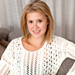 Pic of Young blonde girl Elza A makes her nude modeling debut in over the knee socks