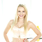 Pic of Beautiful blonde female Staci Carr freeing amazing ass from denim shorts