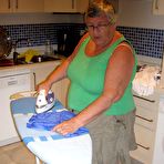Pic of Overweight British oma Grandma Libby exposes her boobs while ironing