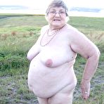 Pic of Fat nan Grandma Libby steps into a puddle before covering herself in mud