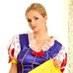 Pic of Sexy blonde Darina showcases her trimmed bush after cosplay costume doffing