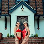 Pic of Hot girls Beth Morgan & Brook Wright soak each other with a garden hose