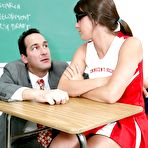 Pic of Tremendous brunette cheerleader Bailey Lane sucking hard cock