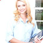 Pic of Blonde schoolgirl Riley Star is stripped naked on her bed by her boyfriend