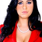 Pic of Busty babe Kimber Kay takes off classy clothes and shows shaved twat