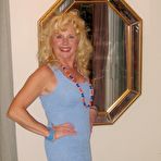 Pic of Older blonde with curly hair Ruth pegs a man after sucking his small cock