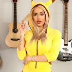 Pic of Hot blonde Victoria June rides a big dildo after disrobing