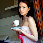 Pic of Sweet teen Keira Blue pauses for a cup of tea before getting bare naked