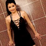 Pic of Amateur Jacqueline Sweet doffs a little black dress before fingering her twat