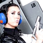 Pic of Busty celebrity milf poses at the shooting range | sexratedpics.com
