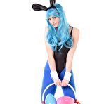 Pic of A girl in a bunny costume takes off everything and masturbates with two vibrators | sexratedpics.com