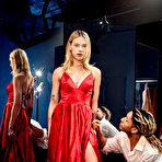 Pic of Dylan Moore gets drilled intensely by the famous dress designer