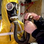 Pic of Shinynylonartsbound | Watch Lady M bound in a yellow Rainsuit wearing a latex Hood and a Gasmask